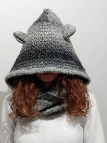 Grey Snood with Bear Ears