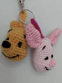 Crocheted Winnie the Pooh & Piglet Keyrings