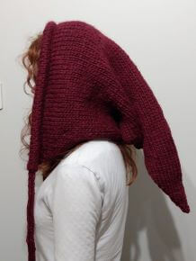 Burgundy Knitted Pixie Hood